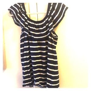 Navy & White off the shoulder top size L